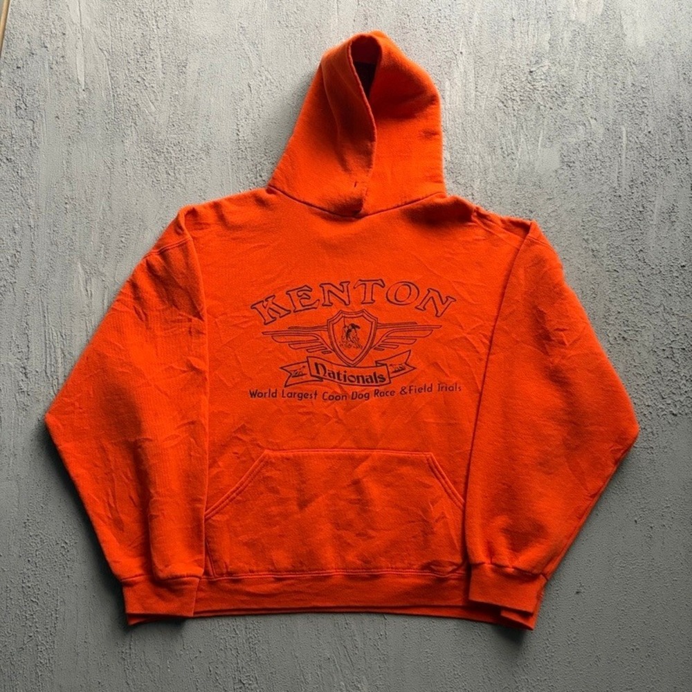 Vintage Kenton Nationals Dog Race Russell XL Orange 90s Athletic Hoodie